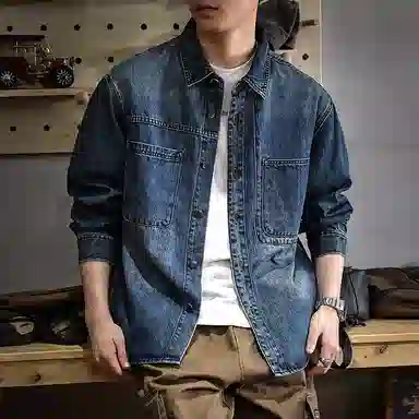 遨宇 美式复古经典休闲工装牛仔外套 男款