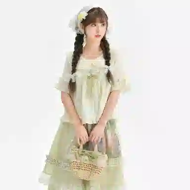 森女部落 花铃湖畔 原创森系娃娃衫上衣田园风衬衫