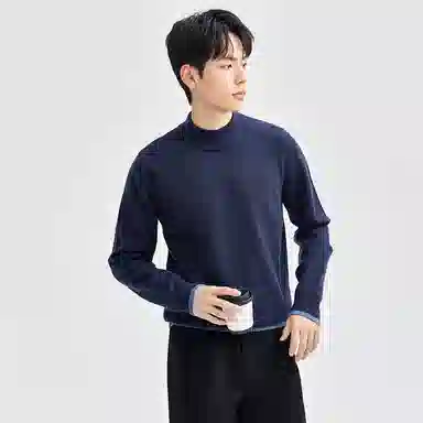 佐丹奴 纯色半高领套头针织衫 男