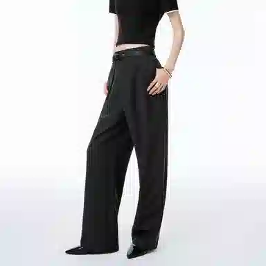 太平鸟 简约舒适纯色休闲裤 女款 黑色