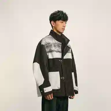 速写 休闲宽松立领长袖保暖羽绒服 男款