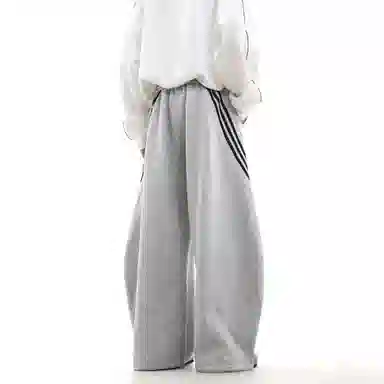 悍戈 美式街头条纹撞色设计感弯刀阔腿复古宽松垂感运动卫裤休闲裤 男女同款