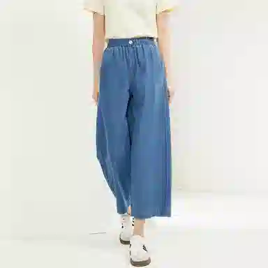 佐丹奴 纯棉薄松紧腰阔腿牛仔裤 女款