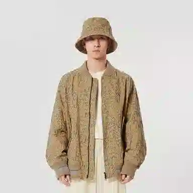 速写 撞色抽象图案刺绣棒球领飞行员夹克外套 男女同款