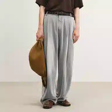 速写 水洗拼接设计复古弯刀裤休闲街头牛仔裤 男款