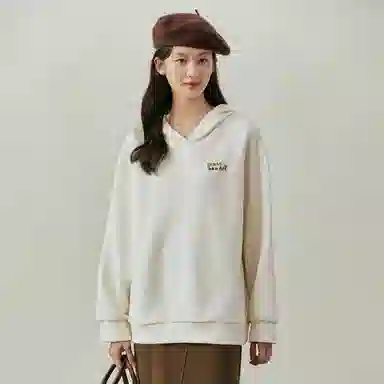茵曼 连帽休闲绒感长袖卫衣上衣 女款