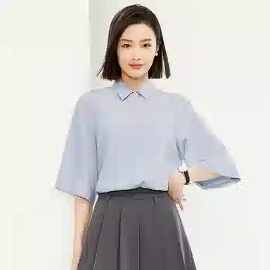 佐丹奴 纯色休闲梭织五分袖衬衫 女款