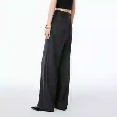 太平鸟 简约舒适纯色休闲裤 女款 黑色