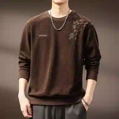 贵色 潮牌复古风重磅长袖时尚百搭刺绣设计感休闲圆领套头卫衣 男女同款