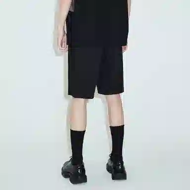 速写 隔离重塑 拼接提花休闲运动黑色直筒短裤 男女同款