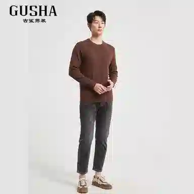 古鲨 休闲简约圆领针织衫 男款