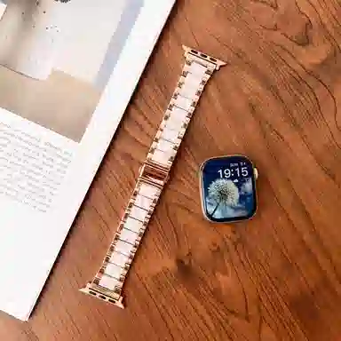 老佳 苹果适用 手表表带 金属 树脂材质 时尚树脂拼接金属表带男女通用