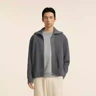 速写 高领拉链纯色厚款开衫通勤简约时尚长袖毛衣 男款
