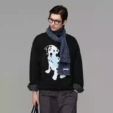 PSO Brand Spot Dog Jacquard Sweater