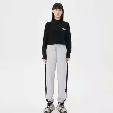 美特斯邦威 高腰宽松系带针织运动裤 女款