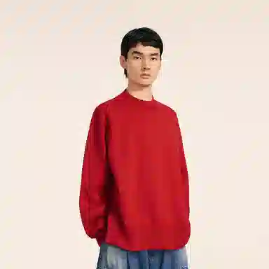 速写 羊毛混纺宽松纯色时尚套头圆领简约优雅毛衣 男款