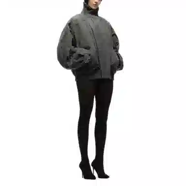 NOFAITH STUDIOS JAPANESE FLIGHT PADDED BOMBER JACKET STRUCTURED GREY