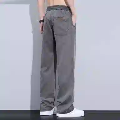 童先森 直筒夏季莱赛尔阔腿长裤宽松运动薄款束腰休闲裤 男款