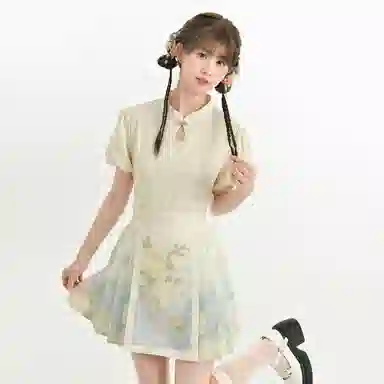 森女部落 原创新中式提花泡泡袖上衣衬衫 女款