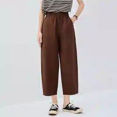 佐丹奴 茧型裤松紧宽松梭织九分裤休闲裤 女款