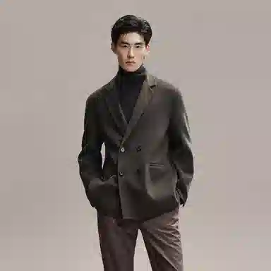 PEACEBIRD MEN Double-Breasted Wool Coat