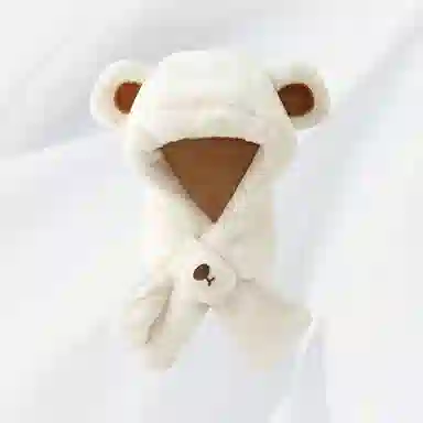 恩僾德 韩系熊耳朵软萌可爱加厚小众百搭甜美高颜值显脸小保暖 聚酯纤维 帽子 男女同款情侣款