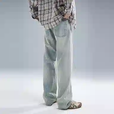 童先森 美式复古小众设计感潮牌百搭休闲长裤牛仔裤 男款