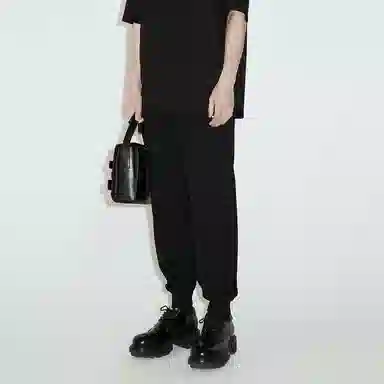 速写 隔离重塑 宽松束脚九分黑色运动休闲裤 男女同款