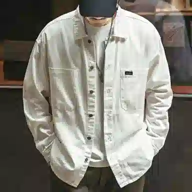 格蓝鹿 耐磨做旧休闲纯棉松弛感美式英伦风复古长袖衬衫 男女同款