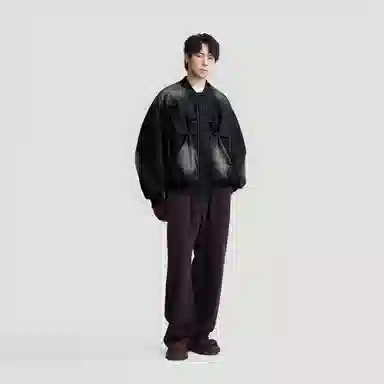 HERBEL Vintage Pleated Down Baseball Jacket Men