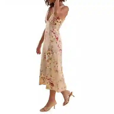 ALTAR'D STATE Andie Floral Satin Midi Dress
