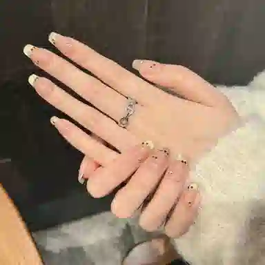 凡泽 樱桃猫眼  穿戴甲 中梯短梯金色渐变 法式