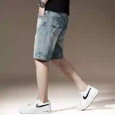 贵色 时尚美式高街潮牌休闲百搭牛仔短裤 男女同款 浅蓝