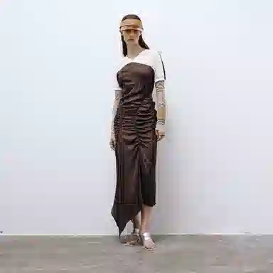 lost in echo Satin Dress Brown