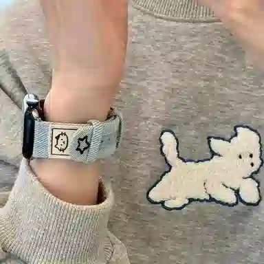 卫欣 表带 苹果适用 牛仔材质 笑脸猫牛仔磁吸表带男女通用