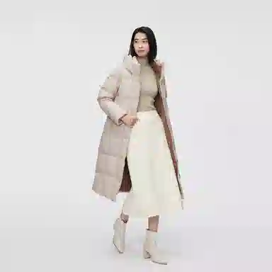 波司登 鹅绒连帽长款厚款纯色羽绒服 女款