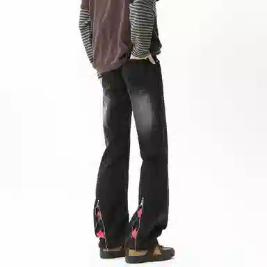 宝米卡 美式高街直筒牛仔裤 男女同款