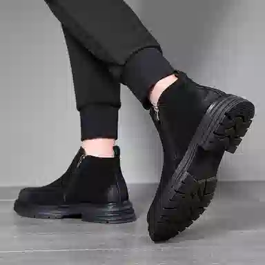 百伦韩 二层牛皮 复古英伦 短筒 马丁靴 男款