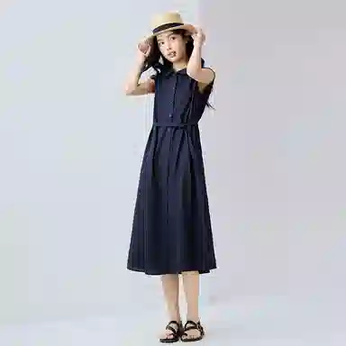 佐丹奴 两面穿绑带梭织背心无袖连衣裙 女款