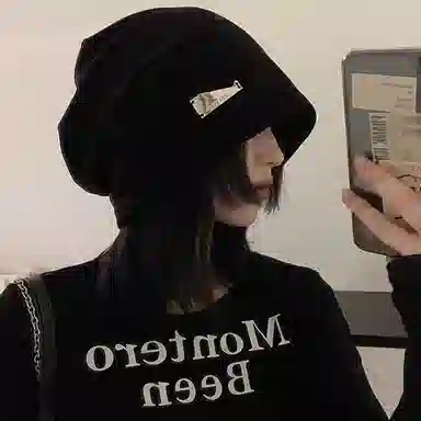 恩僾德 慵懒风大头围堆堆帽女秋冬季小众高颜值显脸小时尚护耳月子帽冷帽加大加宽包头帽 涤纶 帽子 男女同款情侣款