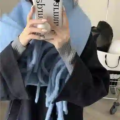 恩僾德 时尚简约流苏高颜值小众防寒保暖 聚酯纤维 绒线围巾 男女同款情侣款