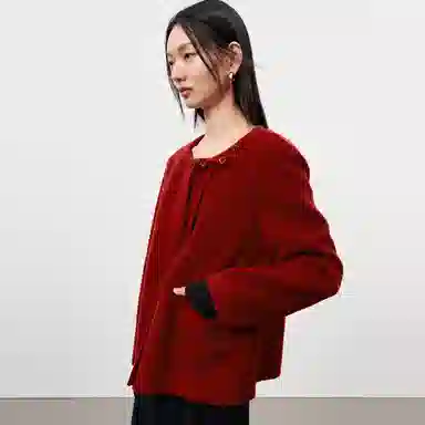 太平鸟 新中式短款双面呢小个子毛呢大衣 女款