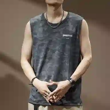 贵色 港风学生潮流薄款上衣美式复古凉感冰丝吸汗透气设计感无袖背心 男女同款