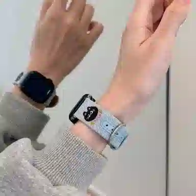 卫欣 表带 苹果适用 牛仔材质 笑脸猫牛仔磁吸表带男女通用