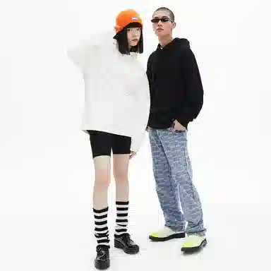 美特斯邦威 国潮纯色休闲宽松连帽卫衣 男女同款