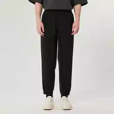 速写 牛仔拼接束脚针织休闲裤 男女同款