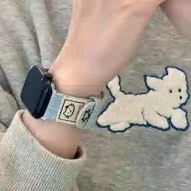 卫欣 表带 苹果适用 牛仔材质 笑脸猫牛仔磁吸表带男女通用