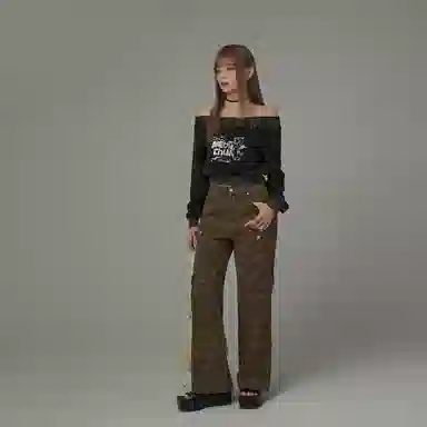 CHUU Cartoon Letter Print Pullover