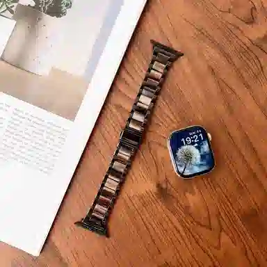 老佳 苹果适用 手表表带 金属 树脂材质 时尚树脂拼接金属表带男女通用
