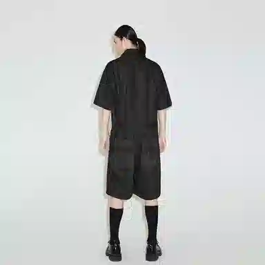 速写 拼接短袖休闲连体衣 男女同款